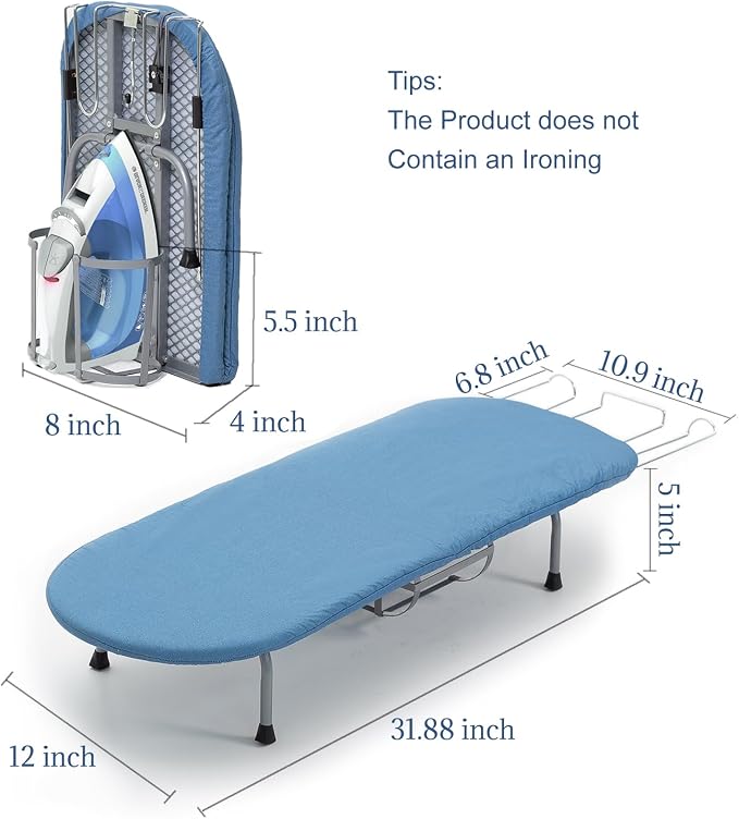 Metal Foldable Iron Board with Iron Holder, RAINHOL Small Ironing Board - Image 2