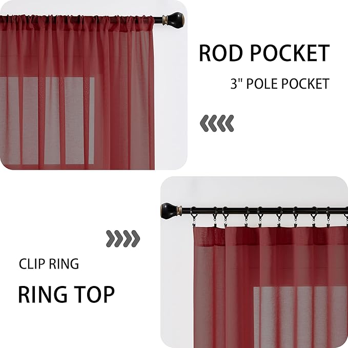 Tollpiz Sheer Door Curtain Closet Linen Textured Curtain Sheers Doorway Light - Image 5