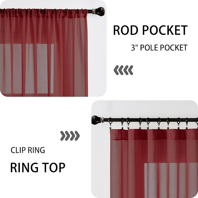 Tollpiz Sheer Door Curtains Closet Linen Textured Curtains Sheer Doorway Light - Image 5