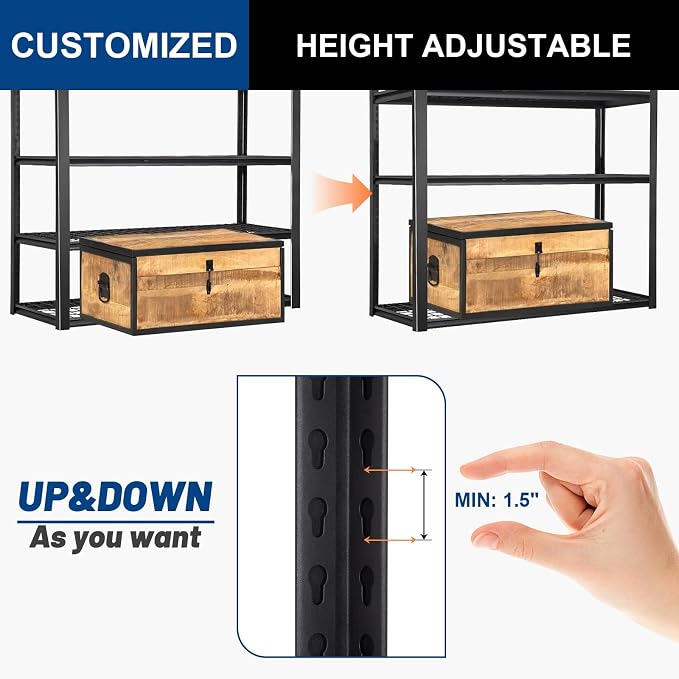 BILT HARD 60" W x 24" D Garage Shelving 3500 LBS, Heavy Duty 5-Tier Metal - Image 5