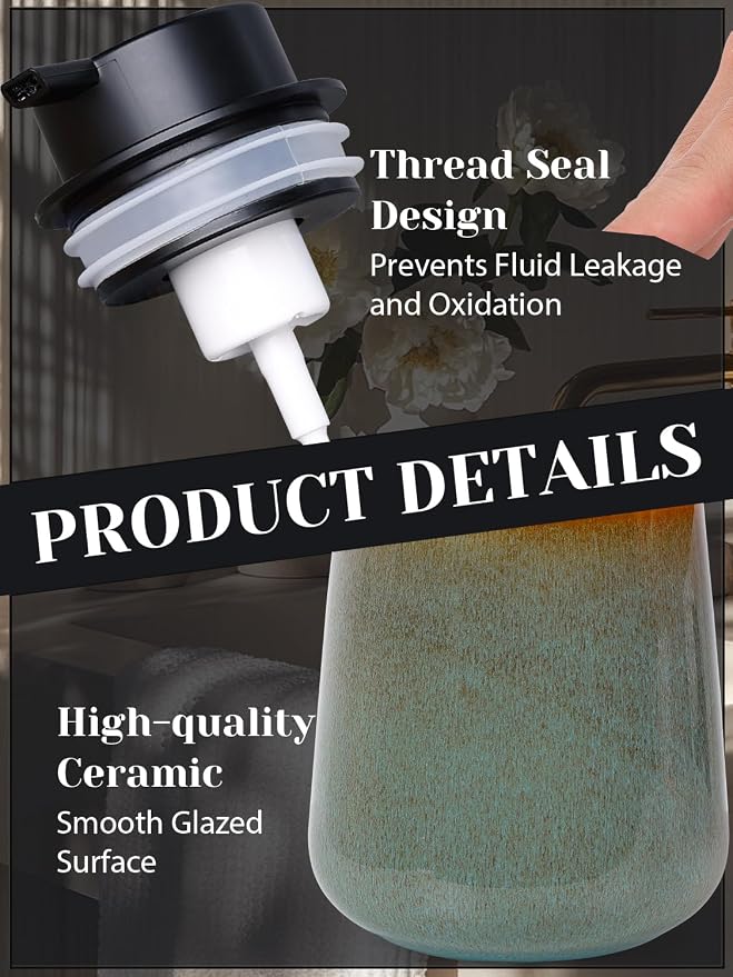 INGOFIN Ceramic Foaming Soap Dispenser -12oz Foam Hand Soap Dispenser Bathroom - Image 5