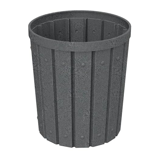 42 Gallon Slated Circle 100% Recycled Plastic Heavy Duty Outdoor Trash Can - Image 5