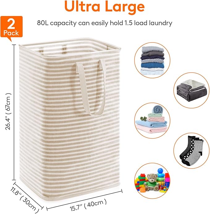 Lifewit 2 Pack Laundry Hamper Large Collapsible Laundry Baskets, Freestanding - Image 3