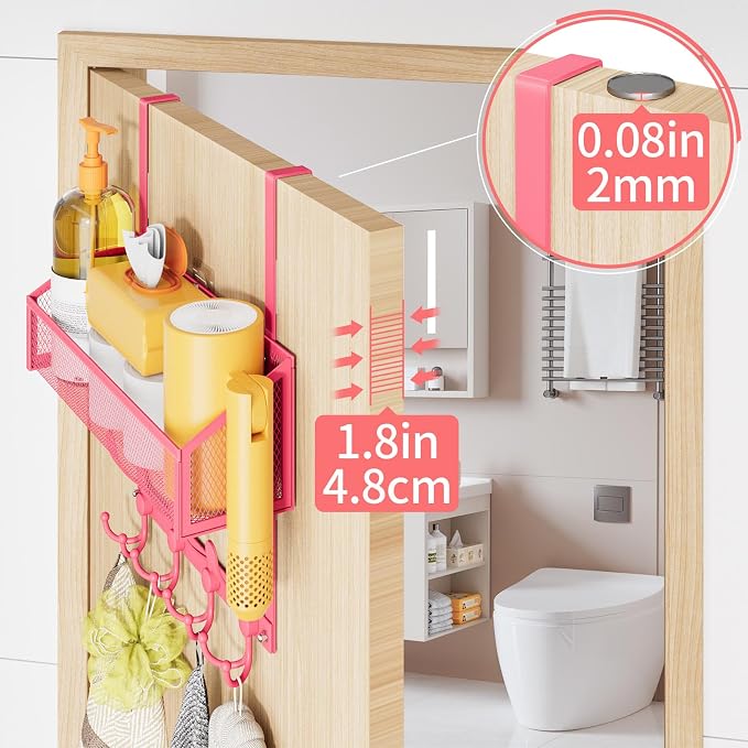 Over The Door Hooks Organizer, Coat Rack Over The Door Storage Hanger Towel Rack - Image 5