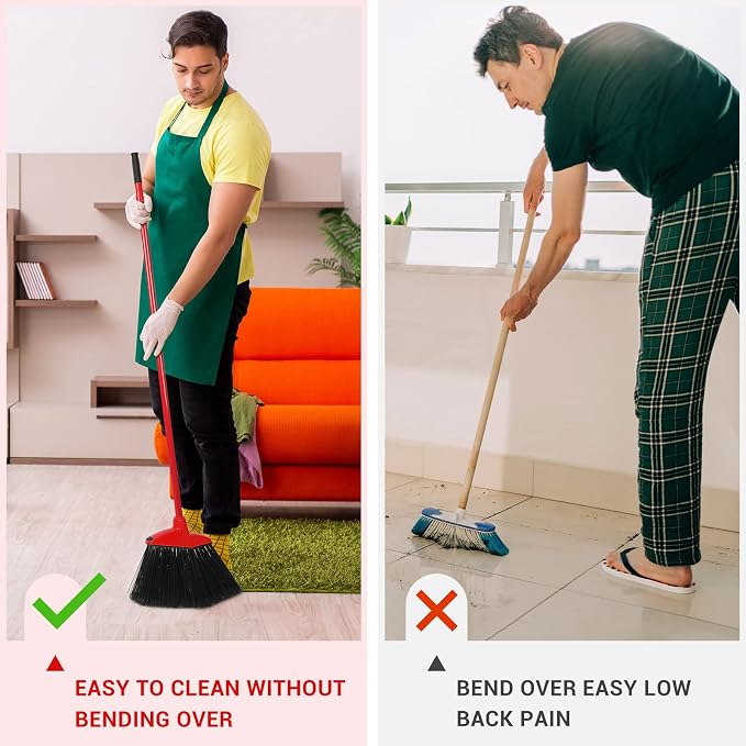12 Pcs Heavy Duty Commercial Angle Broom 53 Inch Long Handle - Image 4