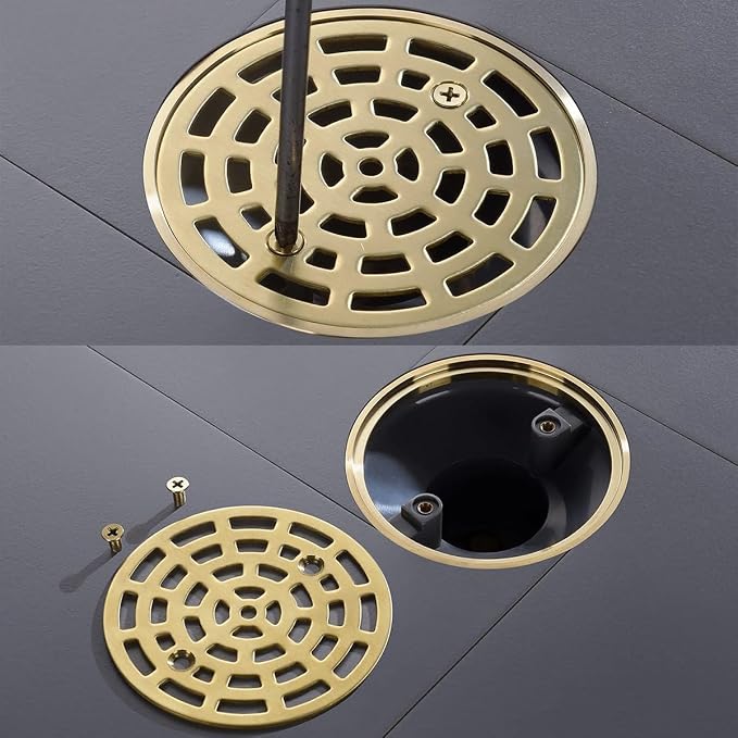 RANDOM Round Shower Drain SUS304 Stainless Steel Brushed Gold Shower Drain 4 - Image 7