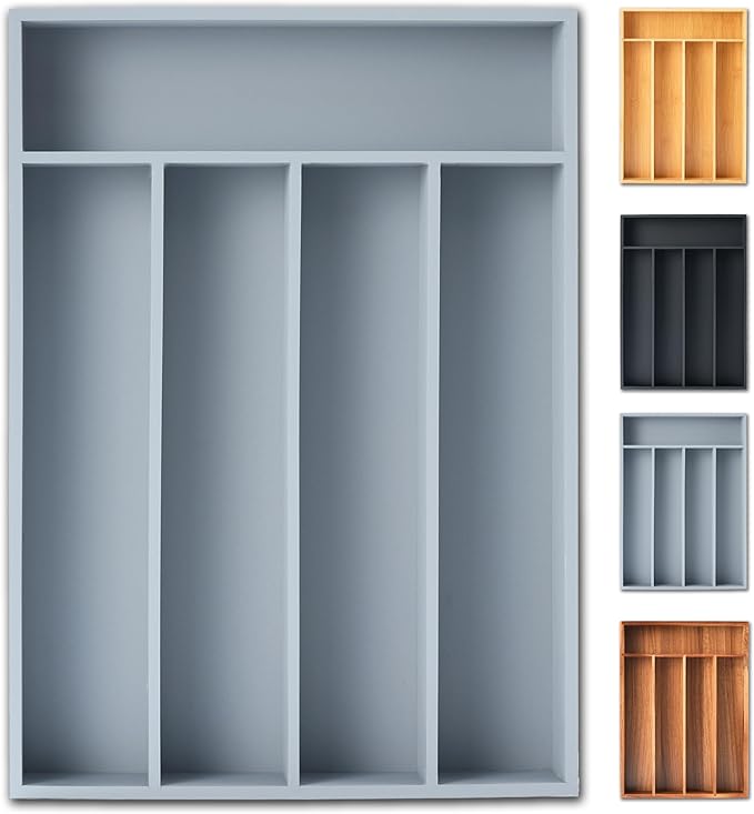 Silverware Organizer, 10 Inch Utensil Organizer Kitchen Drawer Organizer Bamboo by Sunbreath