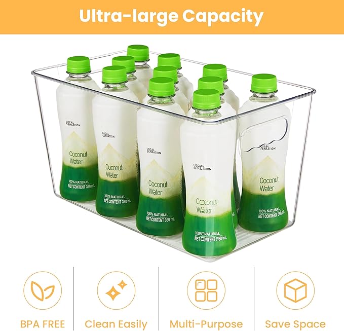 YIHONG Clear Plastic Storage Bins, 4 Pack Pantry Organizer Bins - Image 4