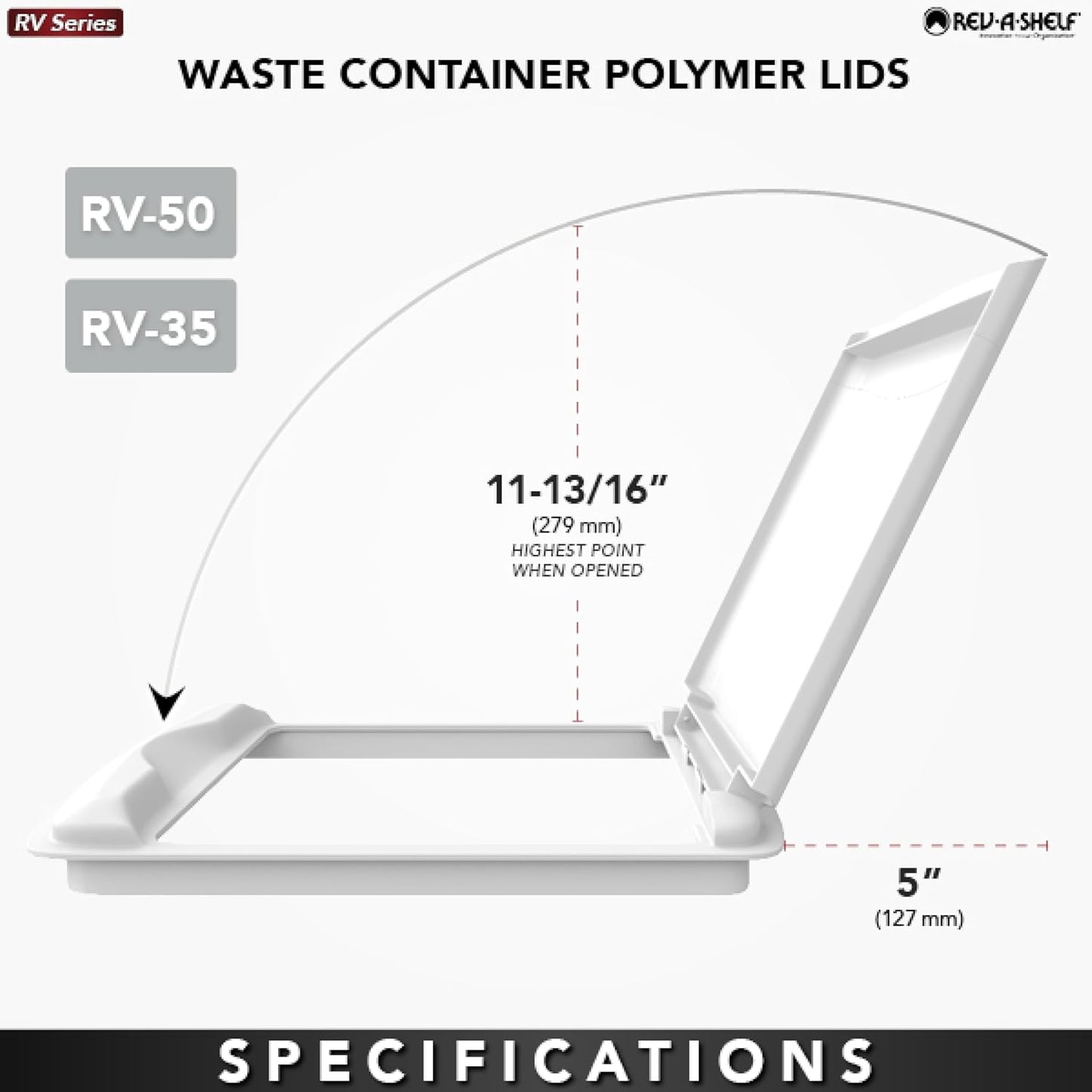 Rev-A-Shelf 35 Qt Under Sink Garbage Can Lid for Base Kitchen and Bathroom Cabinet, Replacement Plastic Trash Bin Lid Only, Silver, RV-35-LID-17-1