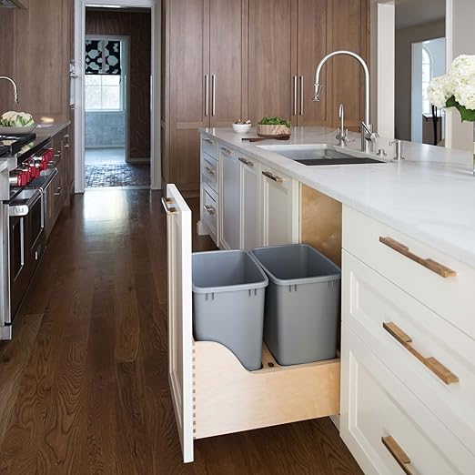 Rev-A-Shelf Pullout Trash Cans for Kitchen Cabinet, Dual 35 Qt Bins - Image 2