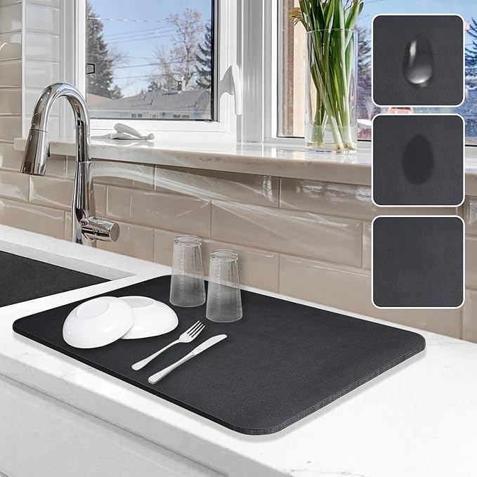 Dish Drying Mat for Kitchen Counter, Hide Stain Anti Absorbent for Kitchen by Etomiel