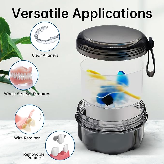 Leak Proof Denture Cups for Soaking Dentures, Partial Denture Bath Case Travel - Image 6