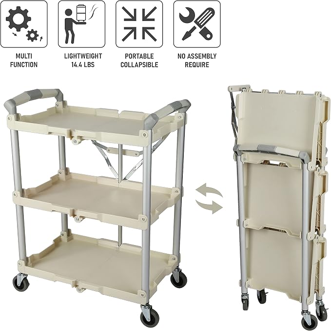 Olympia Tools 89-351 Pack-N-Roll Folding Collapsible Service Cart, 150LB - Image 4