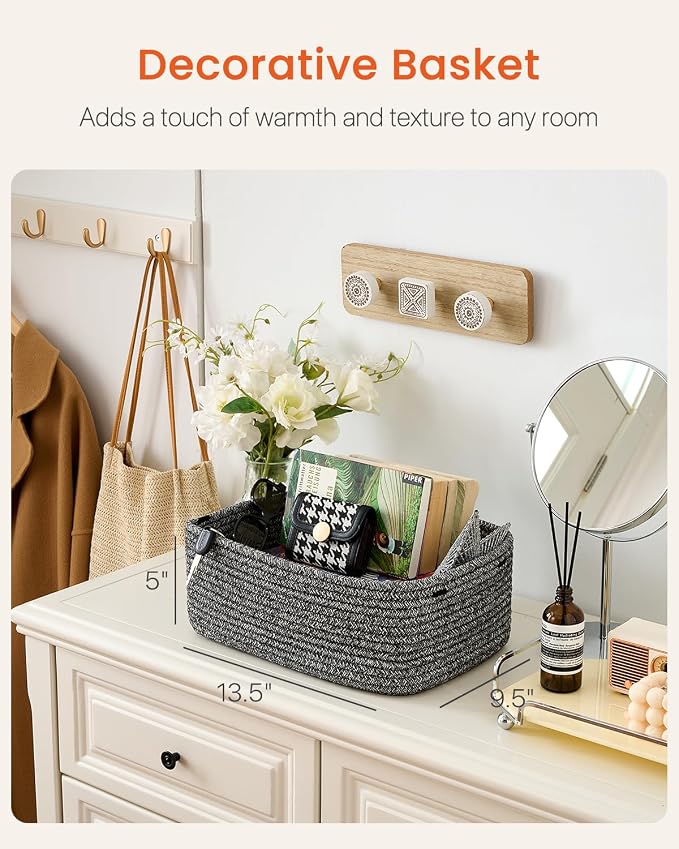 Small Woven Basket, 13.5 x 9.5 x 5 Inches, Storage Basket - Image 2