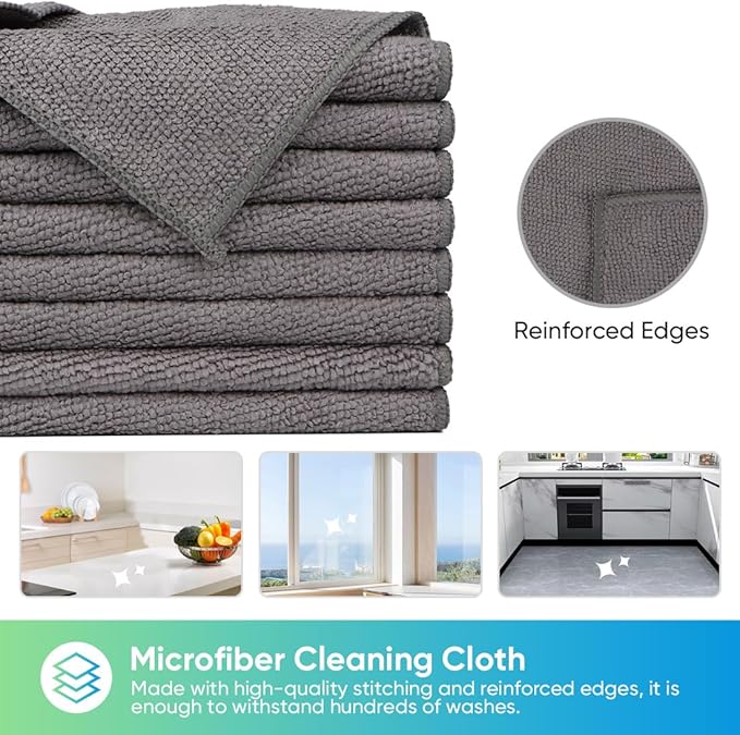 HOMEXCEL Grey Microfiber Cleaning Cloth, 24 Pack Cleaning Towels - Image 2