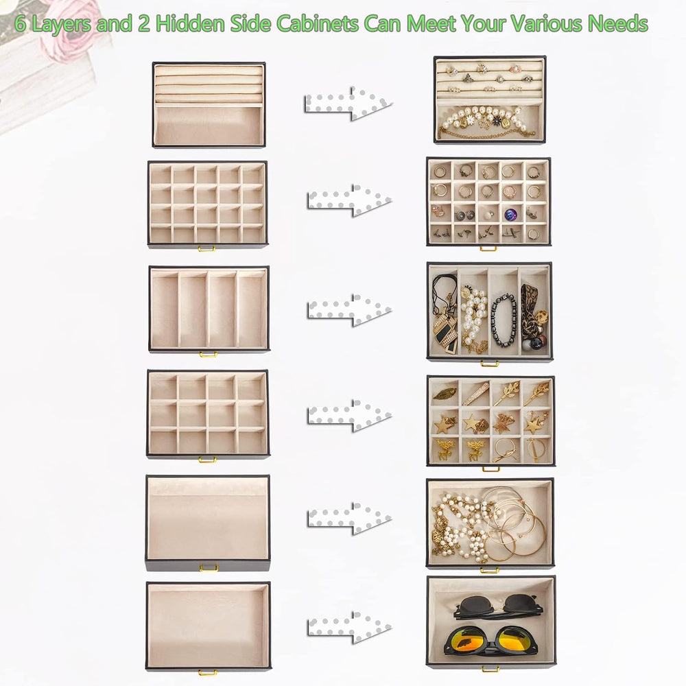 AKOZLIN 6-Tier Jewelry Box Organizer 5 Drawers Jewelry Storage Case