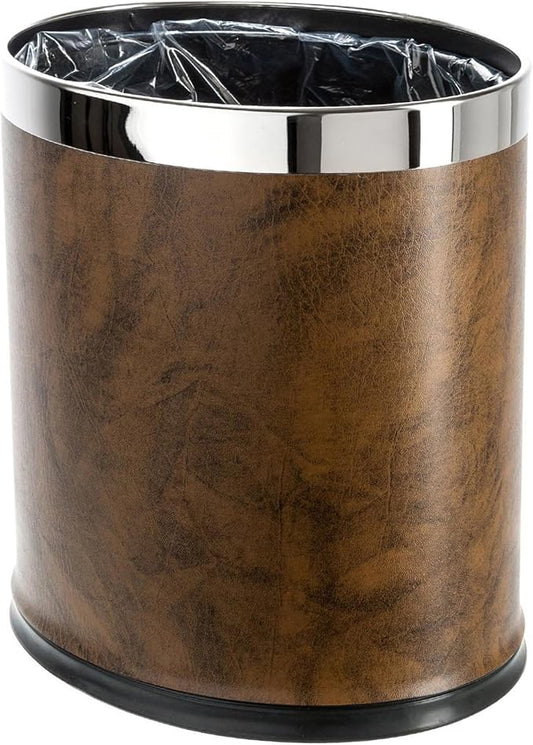 'Invisi-Overlap' Open Top Leatherette Trash Can, Small Office Wastebasket by DualplexTalvania