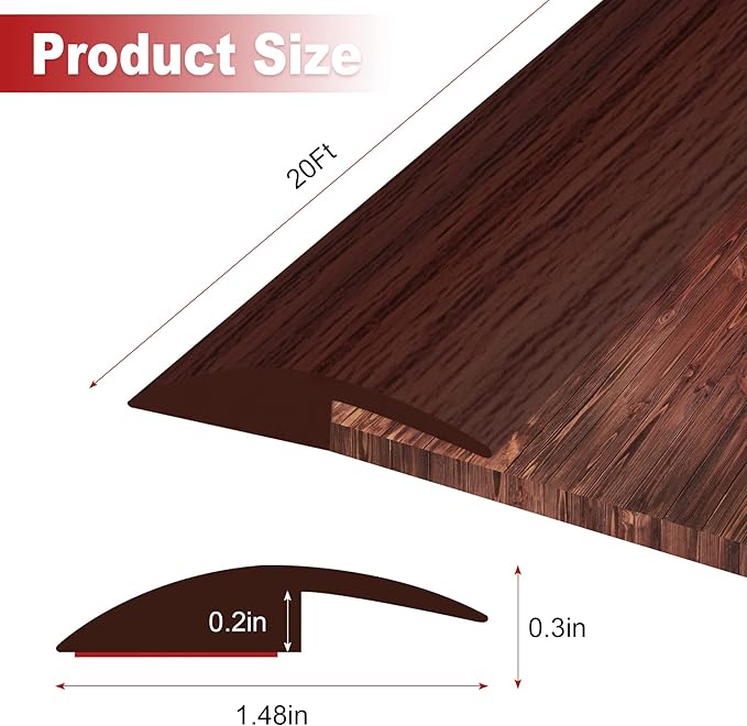 20Ft Carpet Floor Transition Strip, Self Adhesive Floor Edging Trim Strip - Image 2