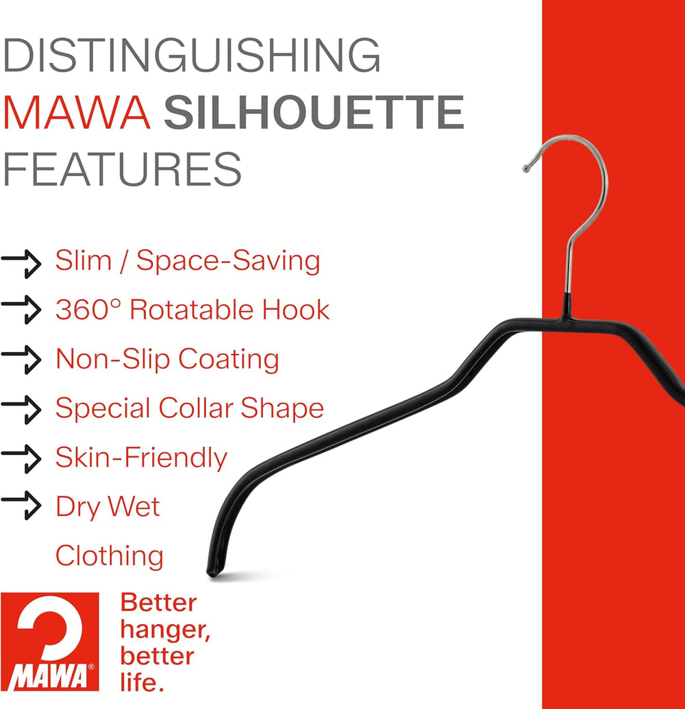 Mawa Clothing Hangers, Steel Hanger with Non-Slip Coating, for Shirts, Dresse...