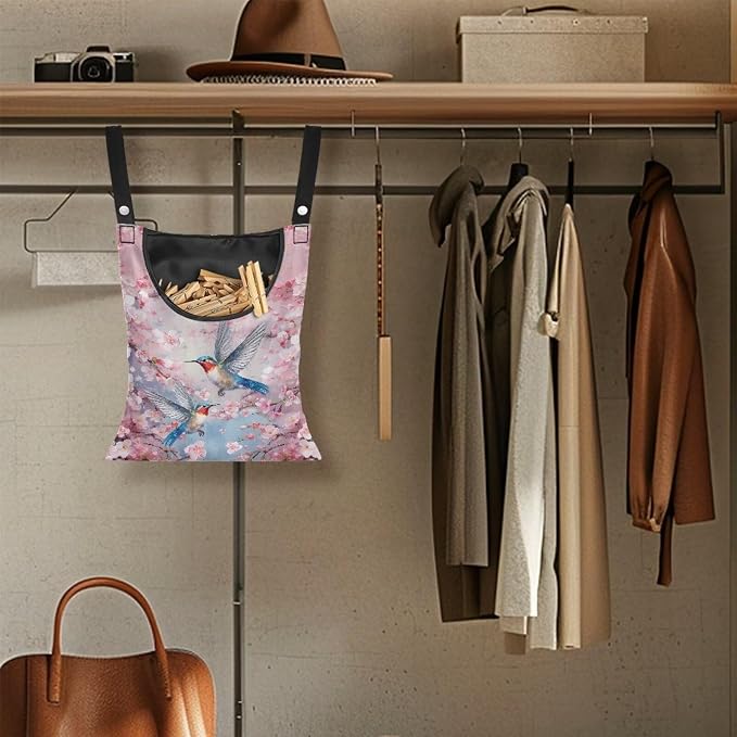Pin Bag, Hummingbird Print Clothes Pin Hanging Bag Clothespin Storage Organizer - Image 4
