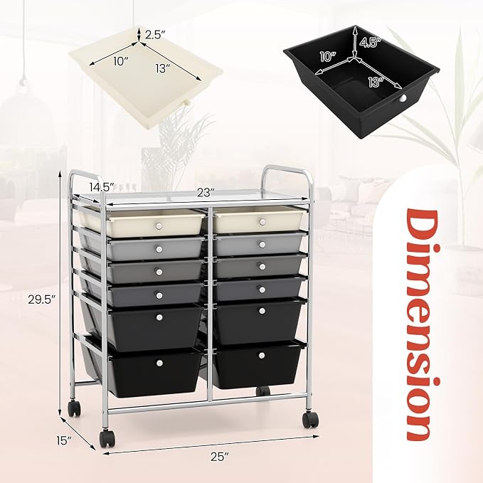 GOFLAME 12-Drawer Rolling Storage Cart, Mobile Utility Cart - Image 3