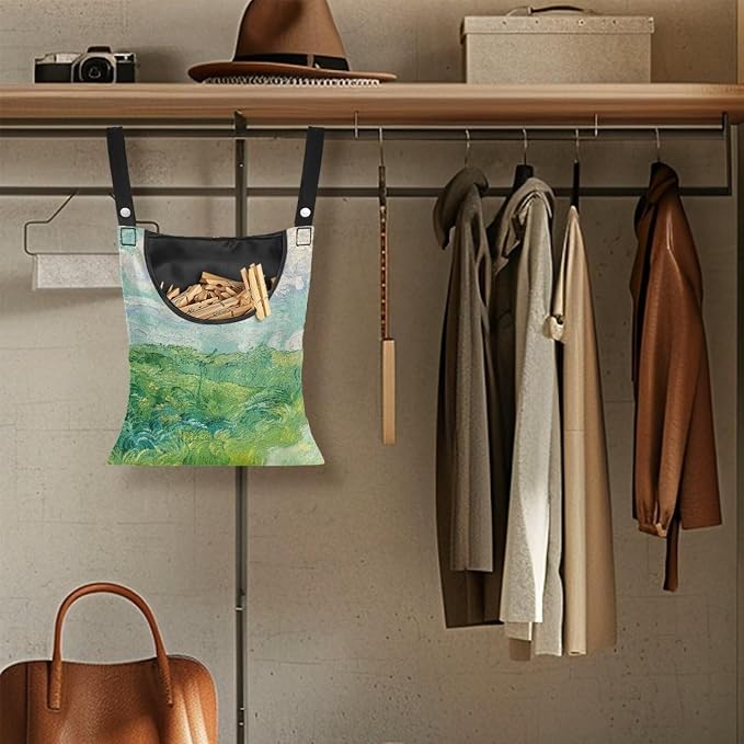 Green Wheat Field Print Windproof Clothespin Holder Bag - Image 4