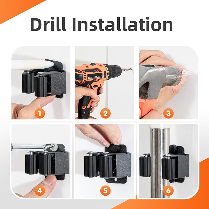 8 PCS Broom Holder Wall Mount, Upgraded Heavy Duty Mop and Broom Holder Wall - Image 8