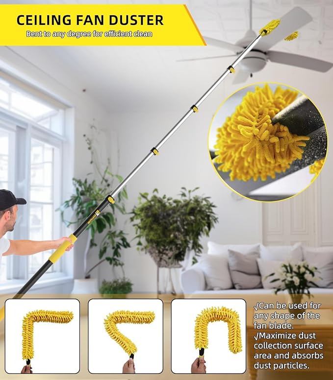 Flexible Fan Blade Cleaner Chenille Duster, Washable Hand Duster - Image 9