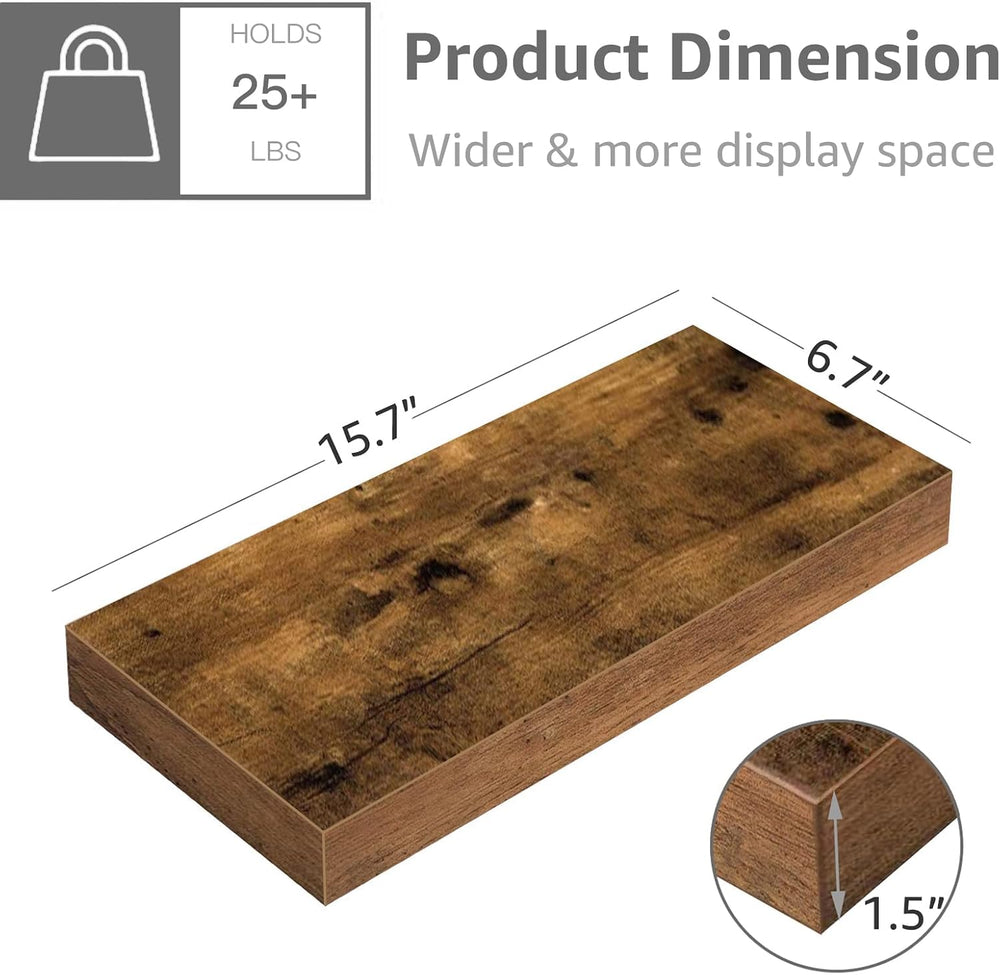 QEEIG Floating Shelves for Wall Small Shelf (Brown, Set of 4, 15.7" x 6....