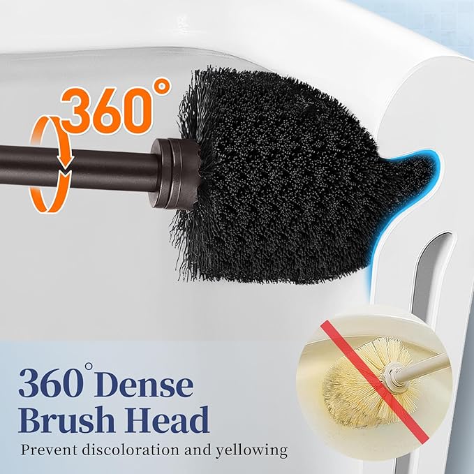 HAMITOR Toilet Bowl Brush Holder Set: 2 Pack Modern Deep Cleaning Bathroom - Image 3