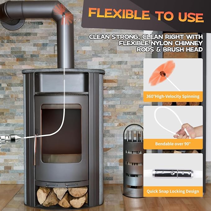 16 Feet Chimney Sweep Kit, Chimney Cleaning Kit - Image 4
