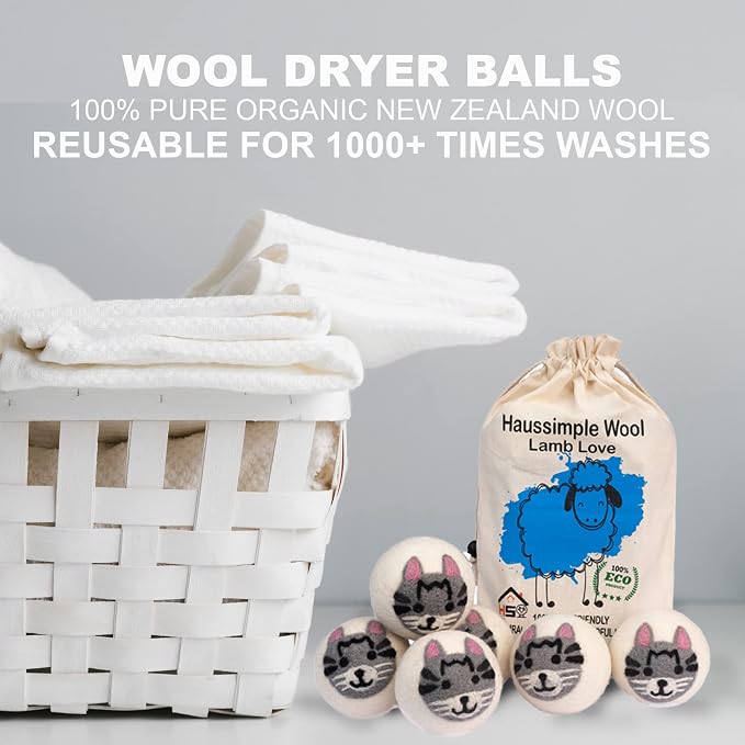 Wool Dryer Balls Organic Felt 6 Pack Laundry Fabric Softener, Extra Large - Image 4