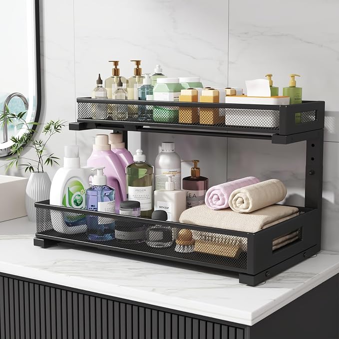 1 Pack 19IN Depth Under Sink Storage Organizer, Large 2-Tier Elegant Mesh Pull - Image 7