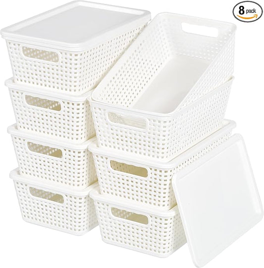 Plastic Storage Baskets With Lid, Storage Bins by Unknown