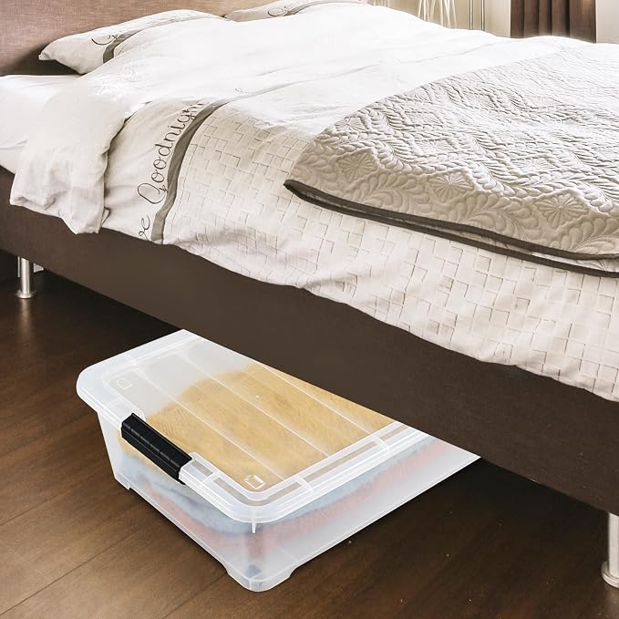25 L Plastic Sturdy Rolling Under Bed Storage Container Bins, 4 Packs - Image 3