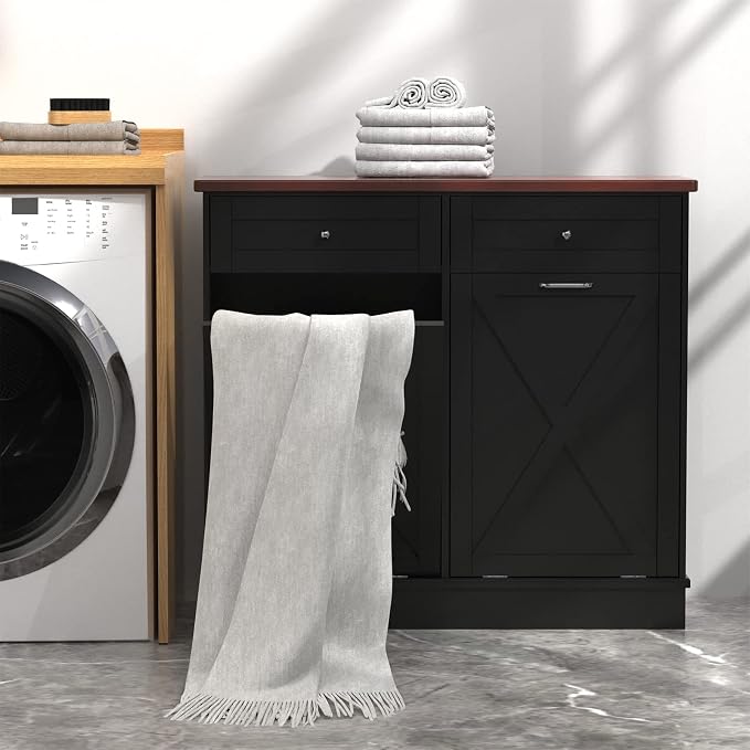 Betterhood Double Tilt Out Trash Cabinet 20 Gallon Wooden Free Standing Laundry - Image 6
