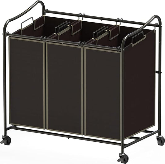 Simple Houseware Heavy Duty 3-Bag Laundry Sorter Rolling Cart by SimpleHouseware