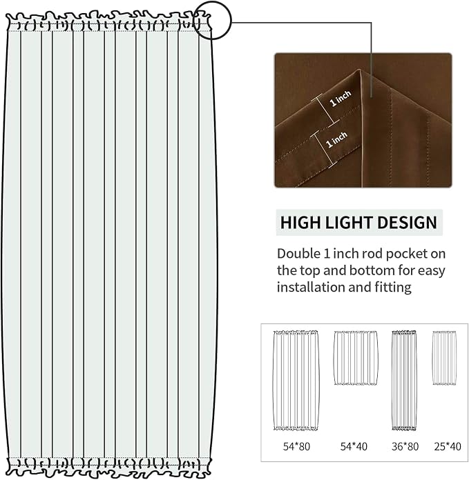 DWCN French Door Curtains – Rod Pocket Thermal Blackout Curtain - Image 3