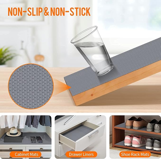 Shelf Liners for Kitchen Cabinets Non-Slip Drawer Liner Non Adhesive Cupboard - Image 5