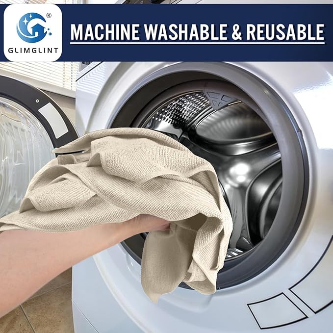 GLIMGLINT Brown Microfiber Cleaning Cloth, 12 Pack Cleaning Towels - Image 6