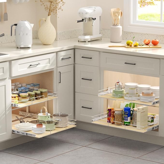 ROOMTEC 2 Tier Individual Pull Out Cabinet Organizer 25½"W x 21½"D, Slide Out - Image 6