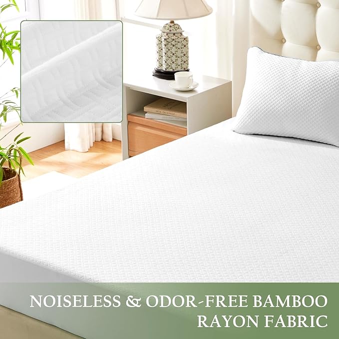100% Waterproof Full Mattress Protector, Breathable Bamboo Rayon Mattress Cover - Image 7