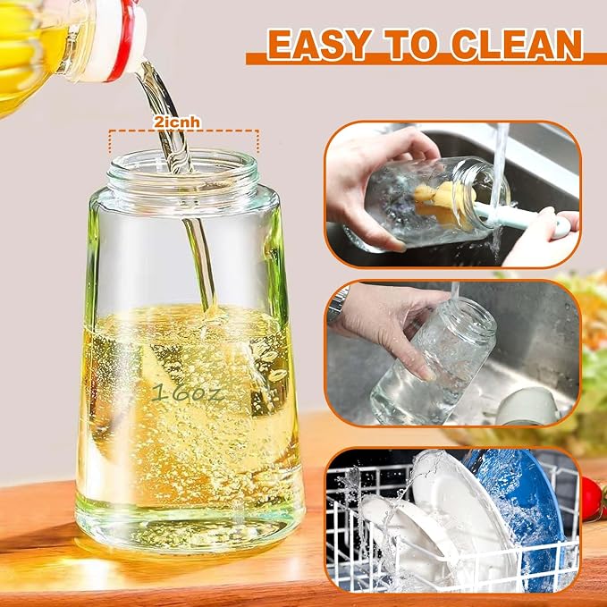 2-in-1 Glass Oil Dispenser & Sprayer - 16oz/470ml Leakproof Bottle - Image 5