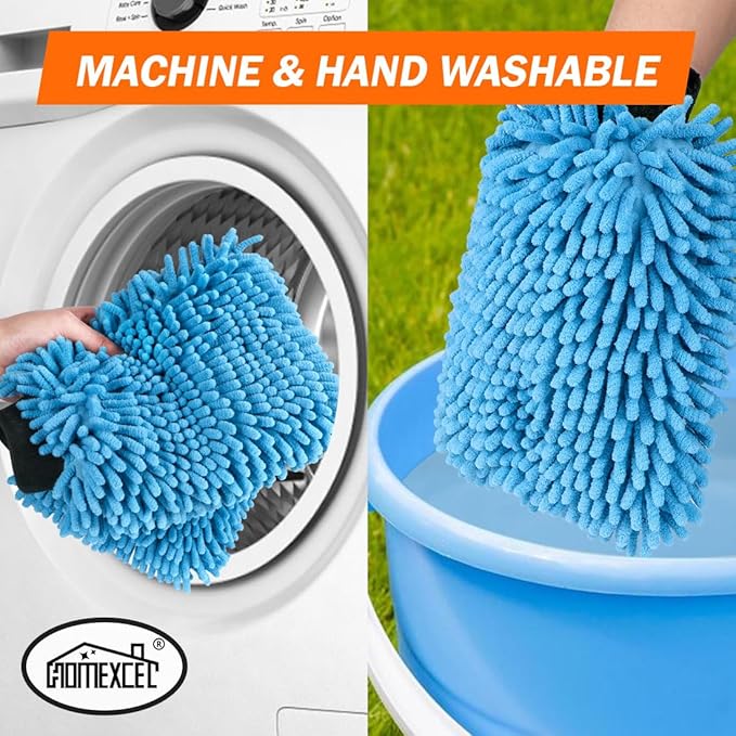 HOMEXCEL Car Wash Mitt, 2PK Chenille Microfiber Wash Mitt, Scratch-Free & - Image 6
