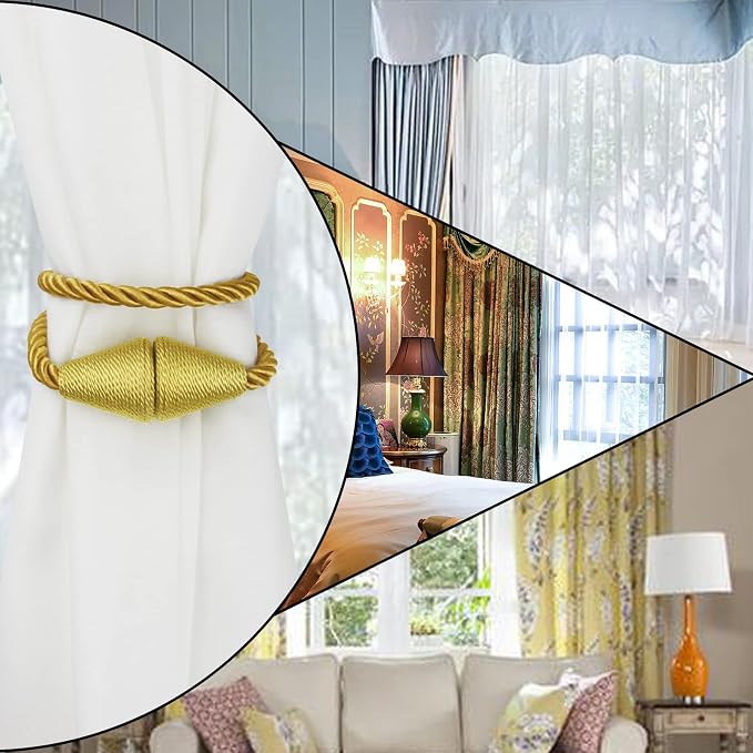 4 Pack Magnetic Curtain Tiebacks Rope Modern Handmade Curtain Tie Backs - Image 6