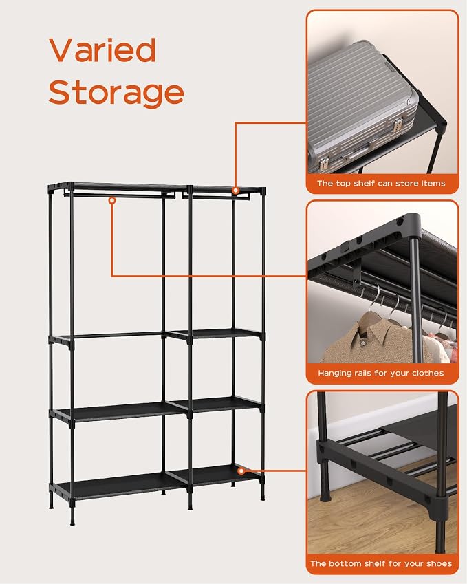 Clothes Rack, Portable Closet, 44.9 Inch Large Capacity Wardrobe Closet - Image 6