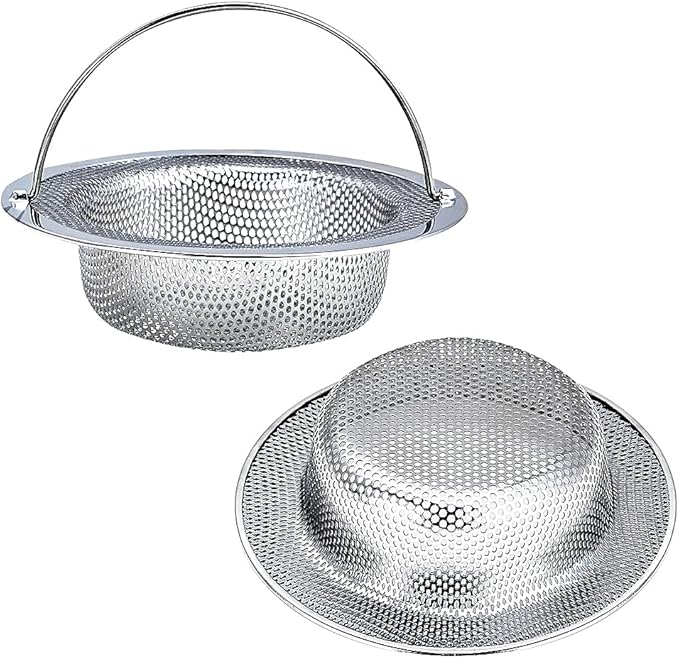 Kitchen Sink Strainer, 4.5" Diameter, Stainless Steel, Rust Free and Dishwasher by JUNADAEL+J