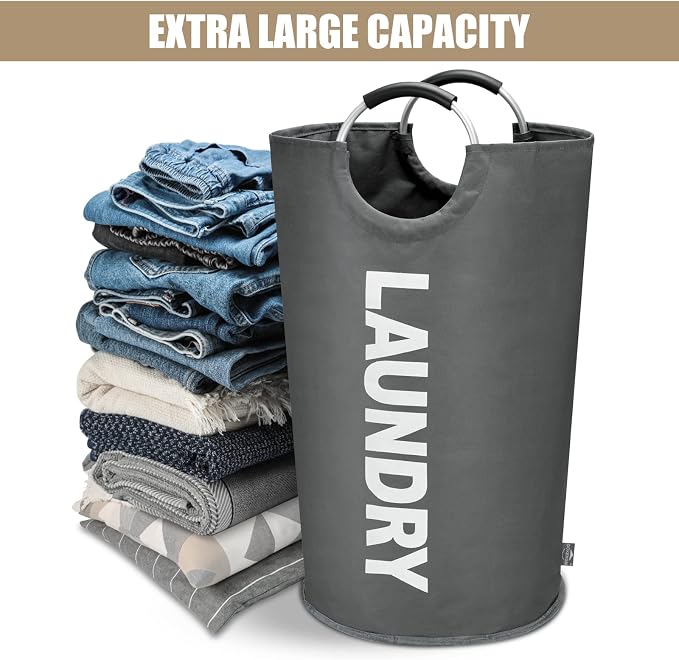 DOKEHOM 90L Large Laundry Basket, Collapsible Laundry Bag, Freestanding Tall - Image 6
