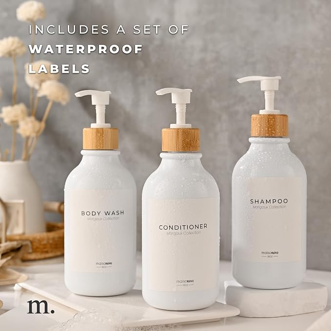 MaisoNovo Refillable Shampoo and Conditioner Bottles | 16.9 fl oz Set of 3 - Image 5