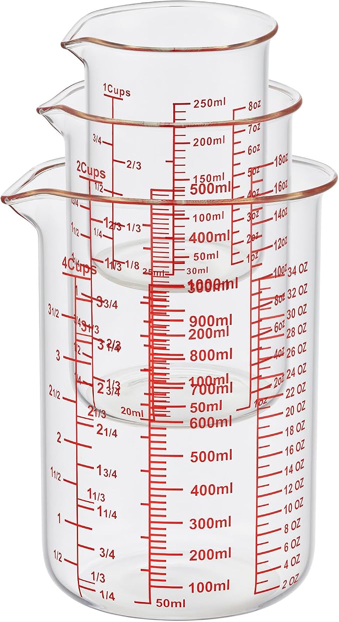 High Borosilicate Glass Measuring Cup Set-V-Shaped Spout，Includes 250ml - Image 3